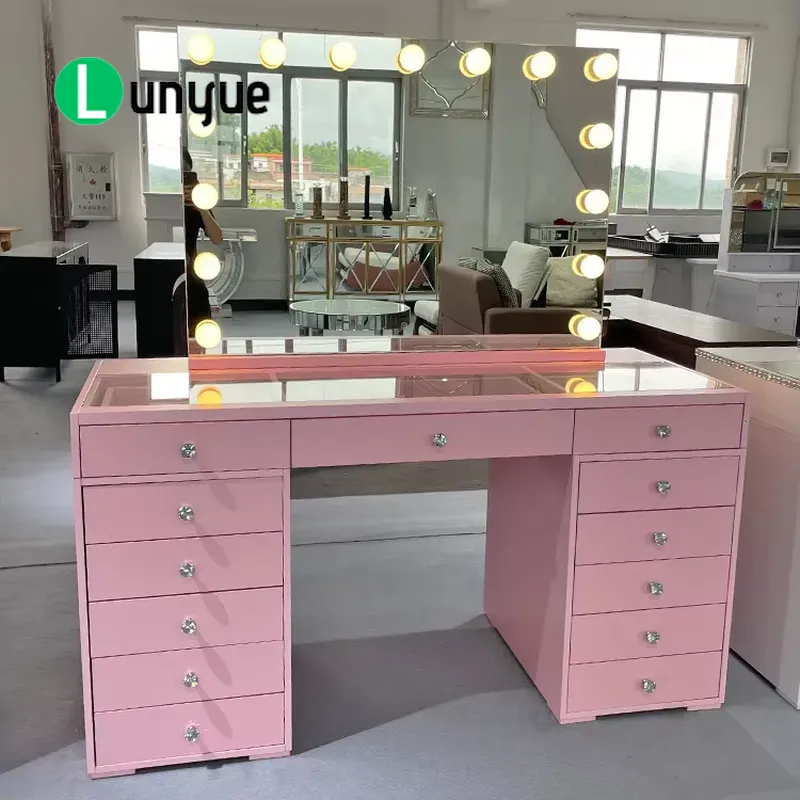 Pink Wooden Dressing Table wit - Beauty Makeup Vanity Set recension och pris