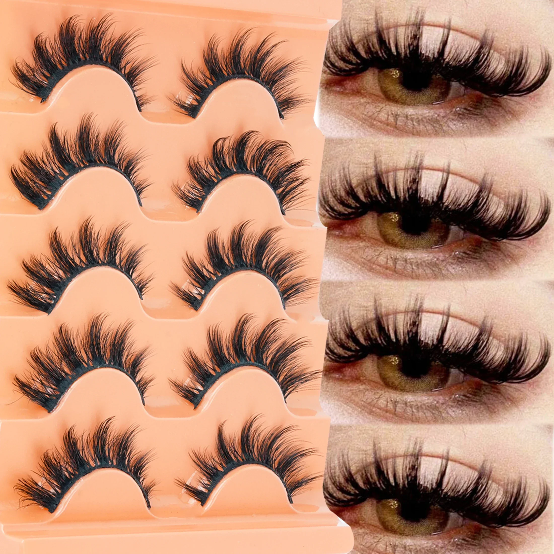 5 Pairs Cat Eye 8D Russian Vol - Beauty Makeup Women recension och pris